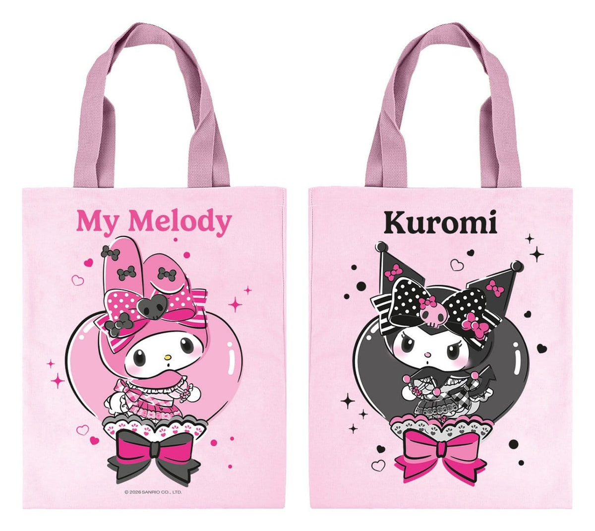 Sanrio Pink Black Party Series Tote Bag My Melody & Kuromi