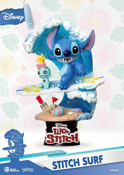 Disney Summer Series D-Stage PVC Diorama Stitch Surf 15cm