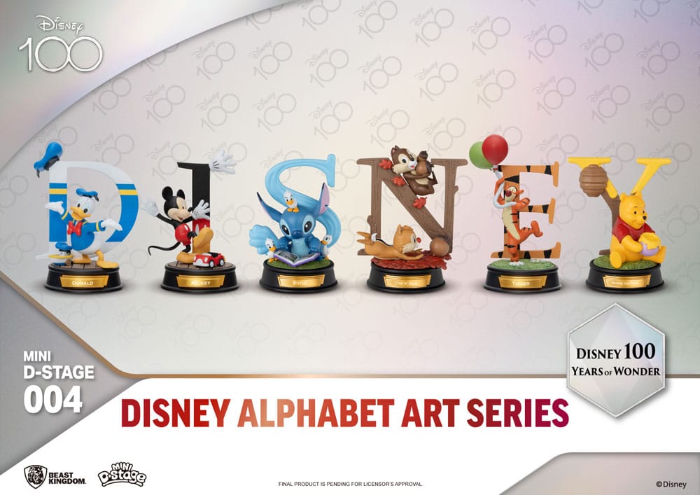 Disney Mini Diorama Stage Statues 6-pack 100 Years of Wonder-Disney Alphabet Art 10 cm - Damaged packaging