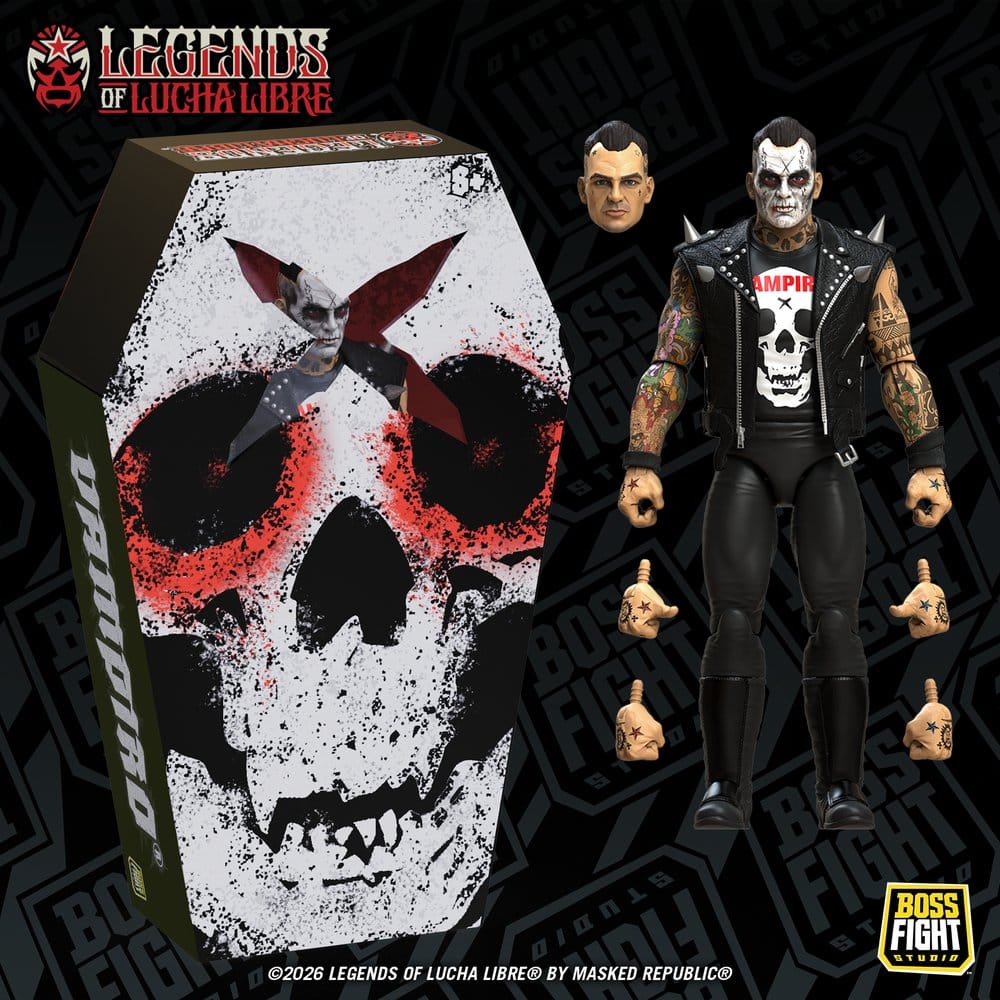 Legends of Lucha Libre Fanaticos Action Figure Vampiro Coffin Box Resurrected 15 cm