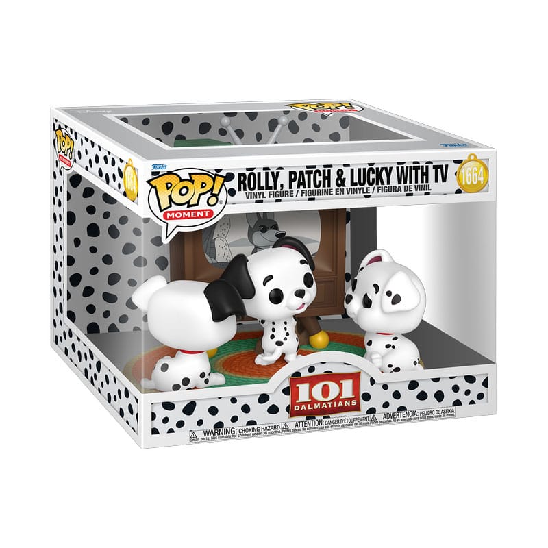 One Hundred and One Dalmatians POP Moment Vinyl Figures Rolly, Patch & Lucky with TV 9 cm