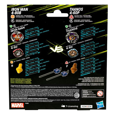 Beyblade X Marvel Collab Iron Man 4-80B vs. Thanos 4-60P