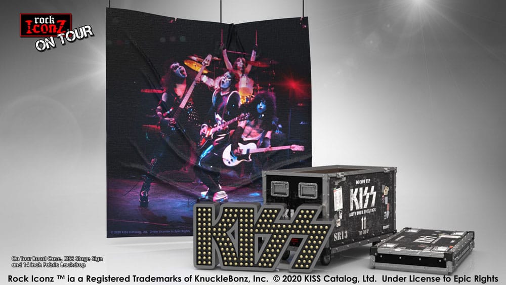 Kiss Rock Ikonz On Tour Road Case Statue + Stage Backdrop Set Alive! Tours