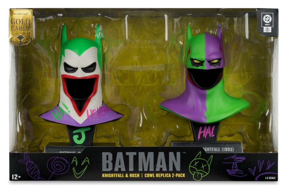 Batman DC Direct Mini Replica 1/3 2-pack Batman Cowls Hush & Knightfall (Jokerized) (Gold Label) 18 cm - Severely damaged packaging