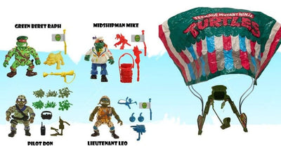 Teenage Mutant Ninja Turtles Classic Action Figures 4-Pack Sewer Heroes with Parachute