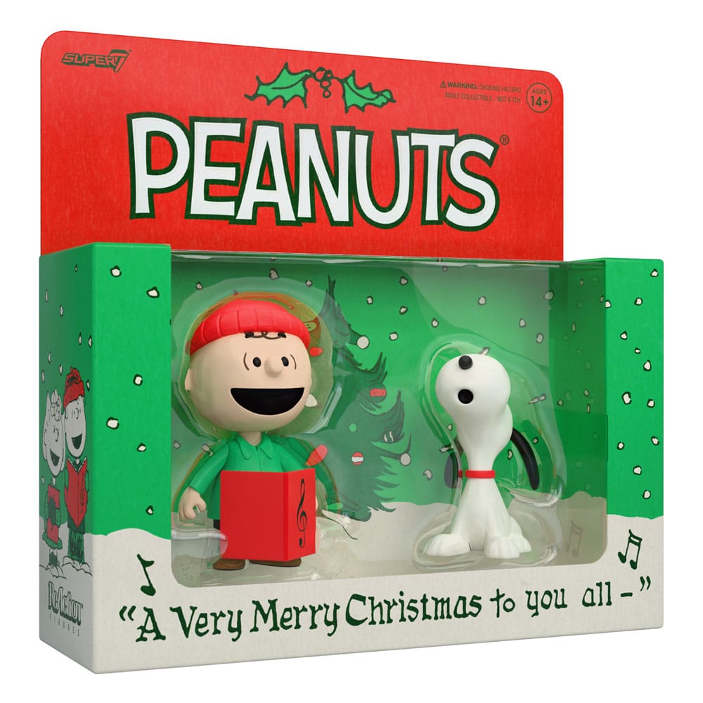 Peanuts ReAction Action Figures 2-Pack Brown and Snoopy (Caroling) 10 cm - Damaged packaging