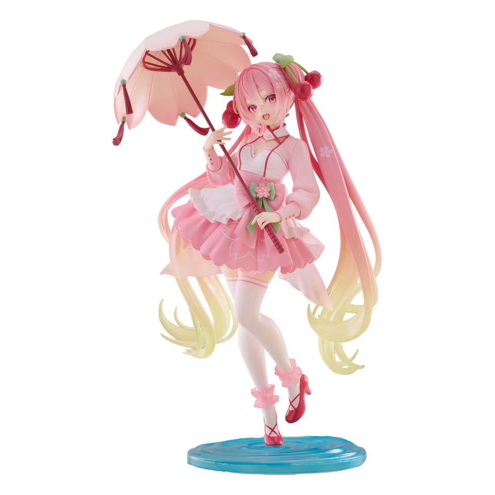 Hatsune Miku AMP PVC Statue Newley Written Sakura Miku Sakura Dress Ver. 21 cm - Damaged packaging