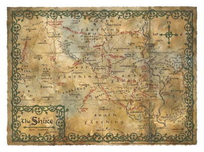 The Hobbit Art Print Map of the Shire 74 x 54 cm