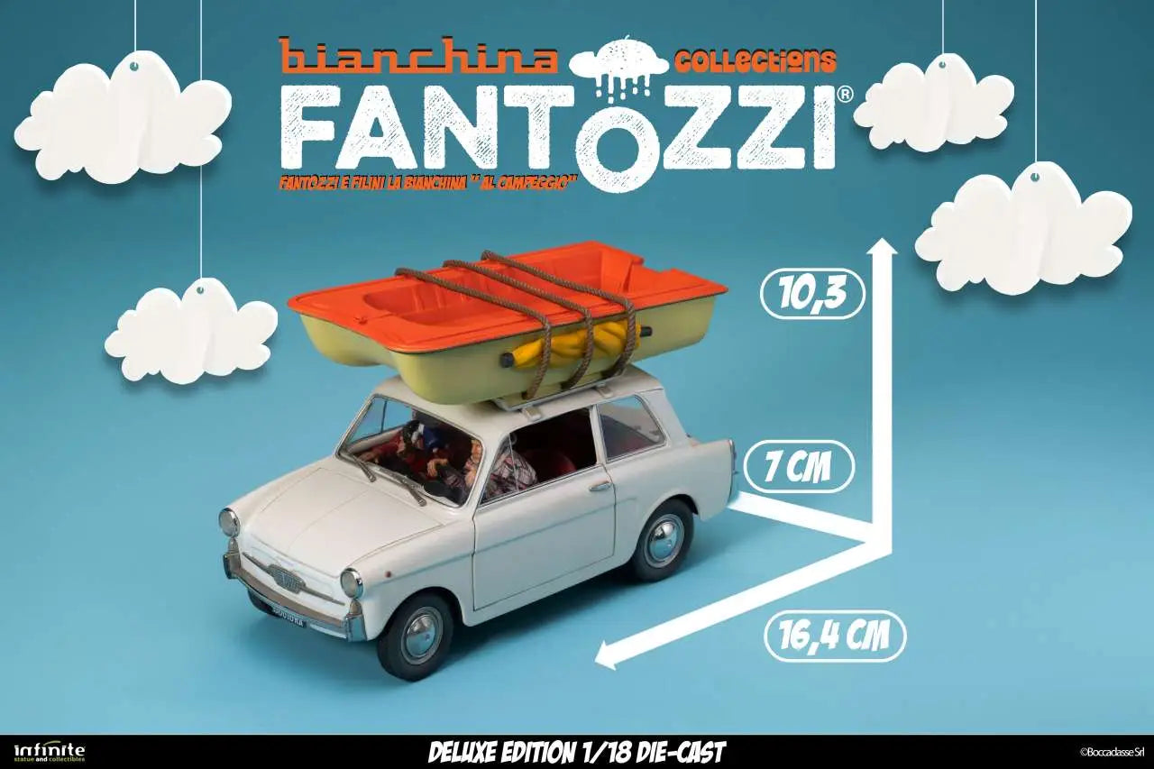 Fantozzi E Filini La Bianchina Al Campeggio 1/18 Die-cast Deluxe Edition