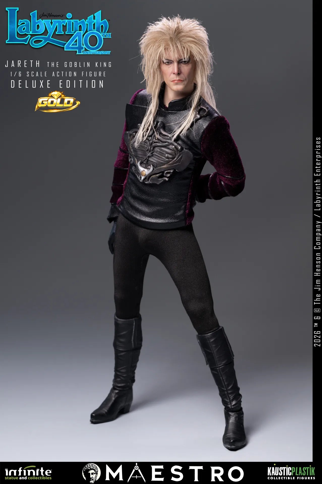 Labyrinth Jareth The Goblin King 1/6 Action Figure Deluxe Edition Gold