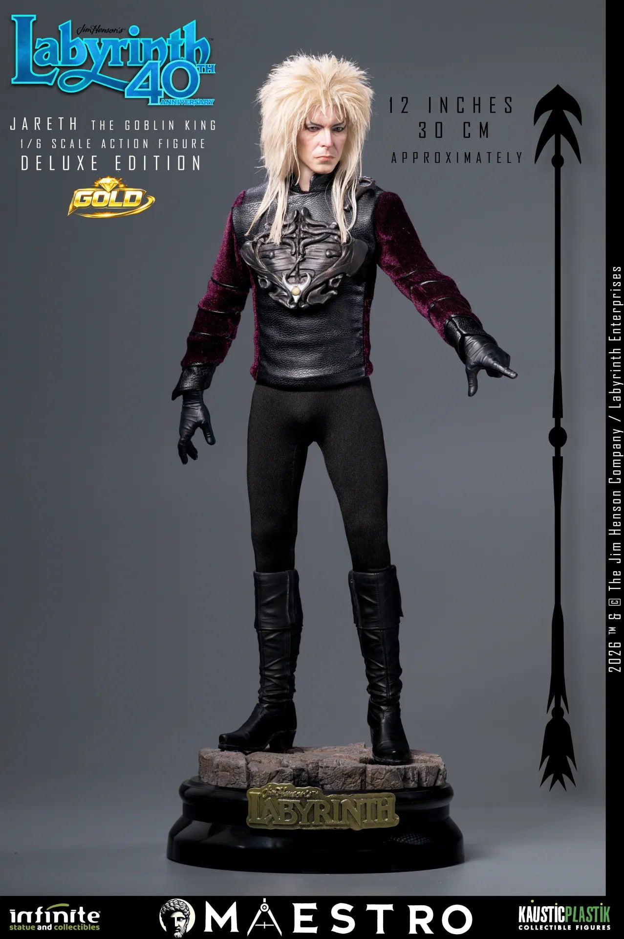 Labyrinth Jareth The Goblin King 1/6 Action Figure Deluxe Edition Gold