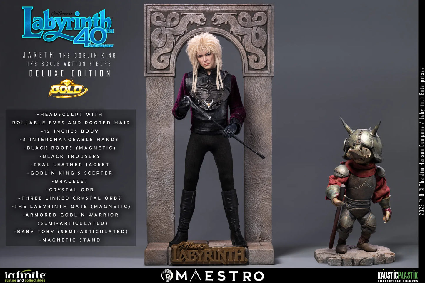 Labyrinth Jareth The Goblin King 1/6 Action Figure Deluxe Edition Gold