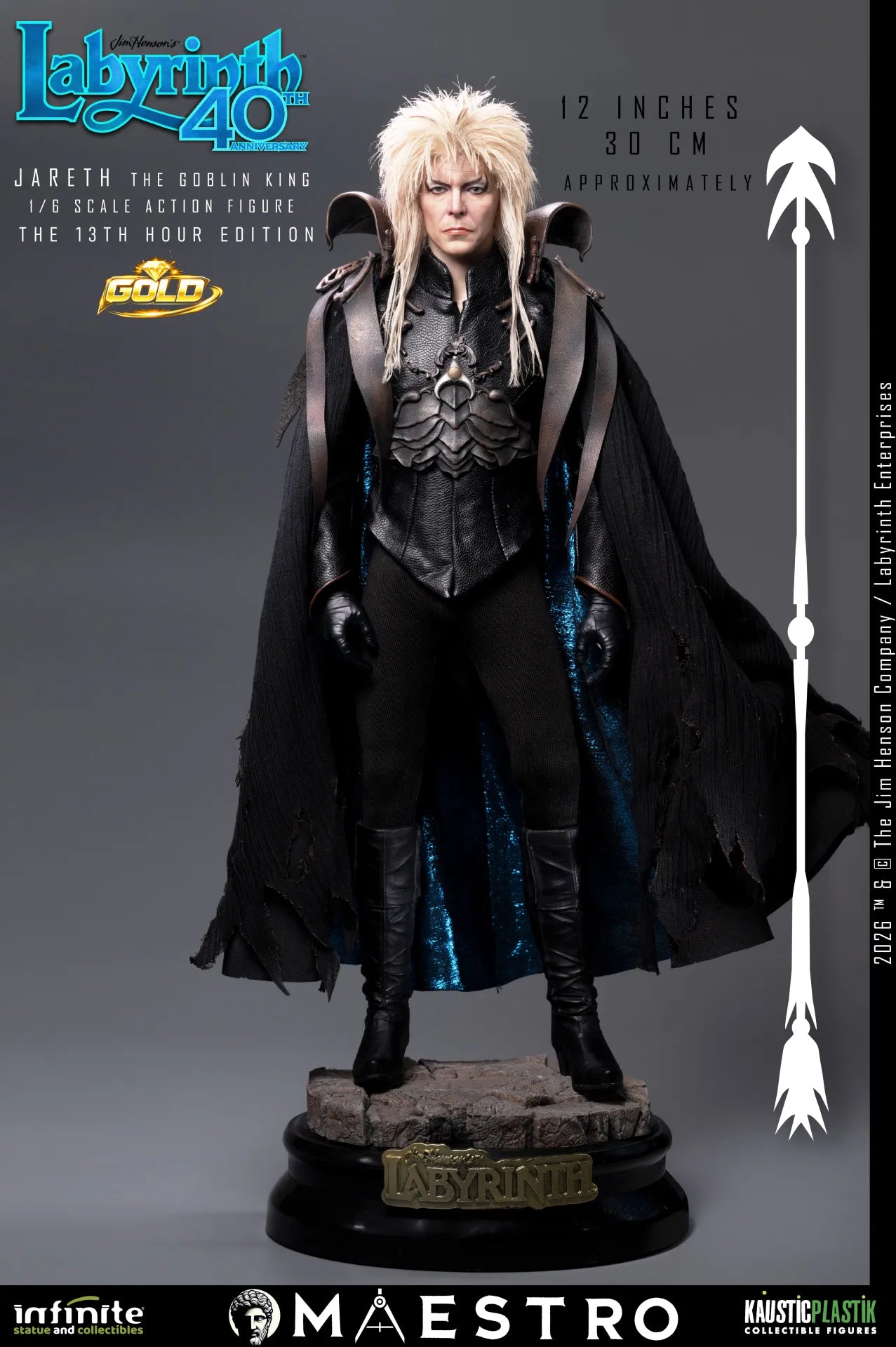 Labyrinth Jareth The Goblin King 1/6 Action Figure The 13th Hour Edition Gold