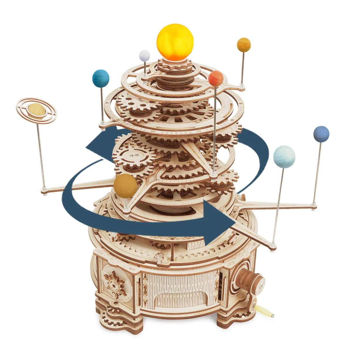 Robotime Rokr Mechanical Orrery 316PCS Rotatable DIY 3D Wooden Puzzles Model Building Block  ST001