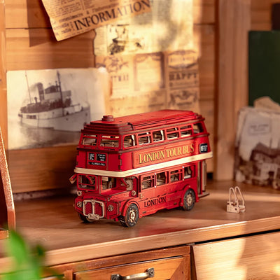 Robotime Rolife London Tour Bus City Sightseeing Car Building Block Kits 3D Wooden Puzzle