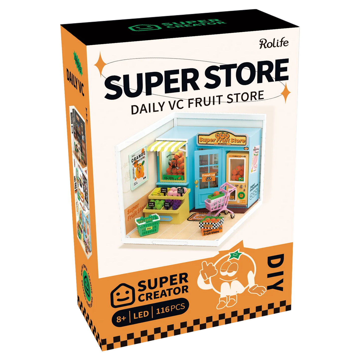 Robotime Rolife Super Creator Daily Plastic DIY Miniature House Cafe Energy Supply Store Building Block Sets English Version DW