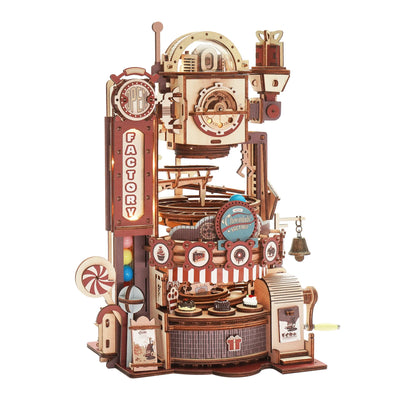 Robotime ROKR 420pcs DIY Chocolate Factory 3D Wooden Puzzle Assembly Marble Run LGA02