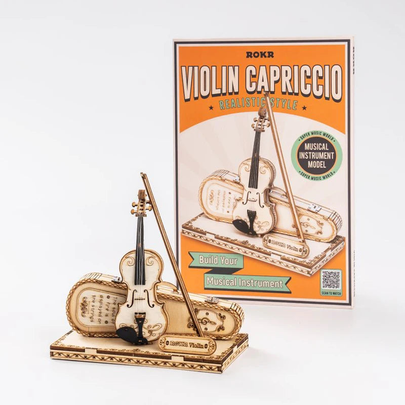 Robotime ROKR Violin Capriccio Model 3D Wooden Puzzle Easy Assembly Kits Musical DIY TG604K