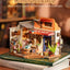 Robotime Rolife Corner Bookstore DIY Miniature House Kit Build Mini House Building Kit with LED Lights Craft