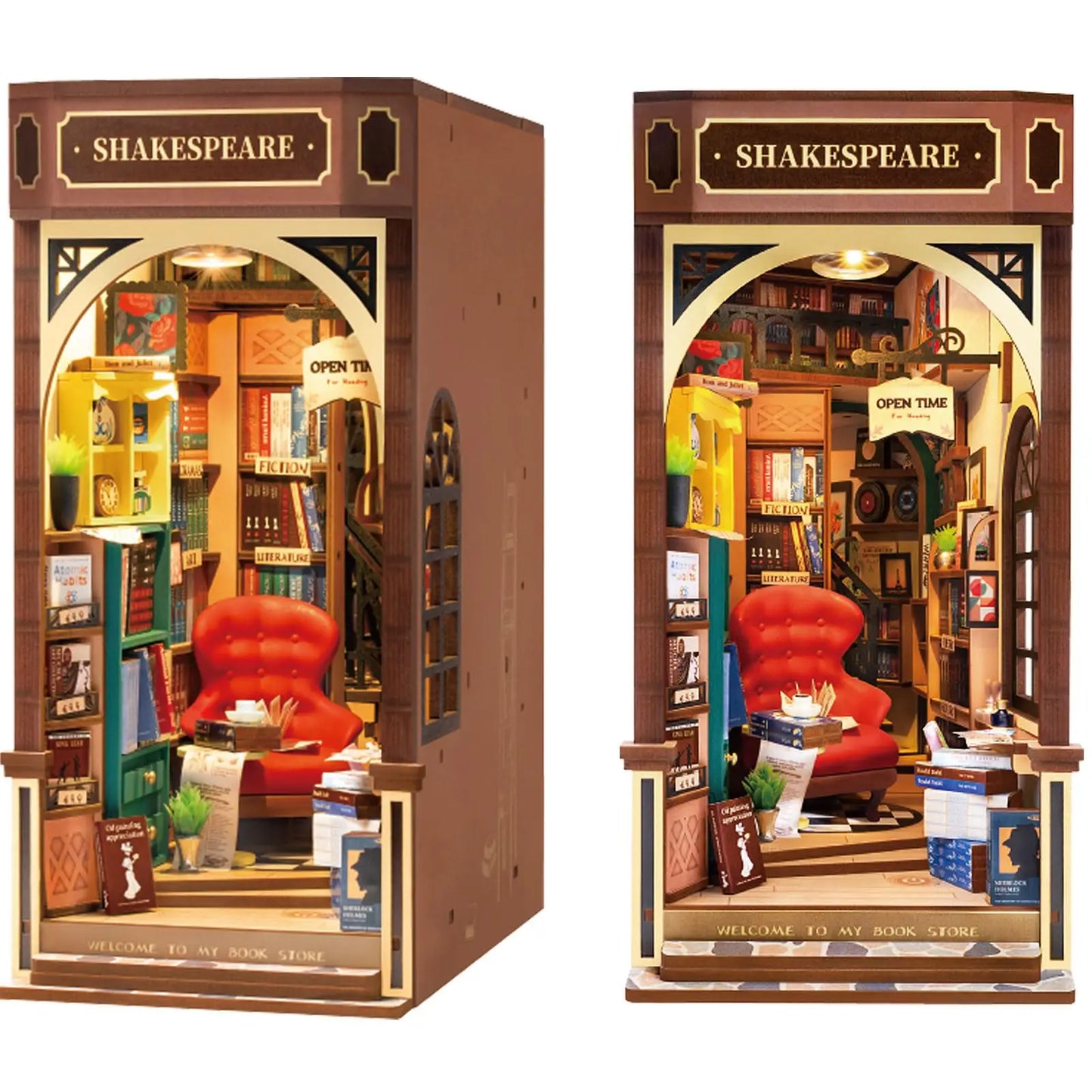 Robotime Rolife New Booknook Bookstore with Light Housewife Wooden TGB07