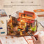 Robotime Rolife Corner Bookstore DIY Miniature House Kit Build Mini House Building Kit with LED Lights Craft