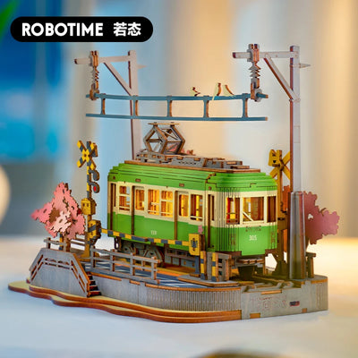 Robotime Rolife Sakura Journey Wooden Assemble Car 3D Wooden Puzzle Building Block Kits