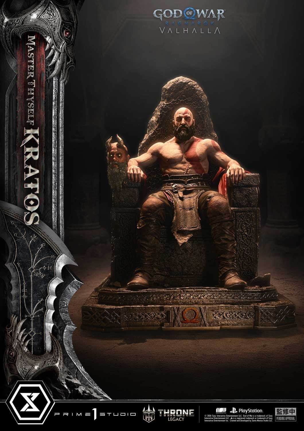 Throne Legacy God of War Series Statue 1/3 Ragnarok Master Thyself Kratos  67 cm