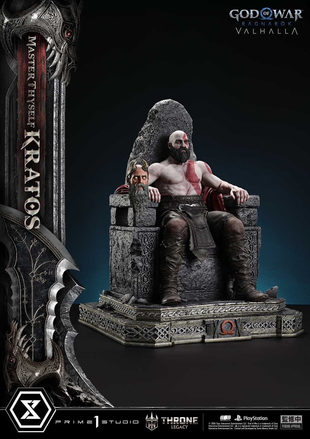 Throne Legacy God of War Series Statue 1/3 Ragnarok Master Thyself Kratos  67 cm