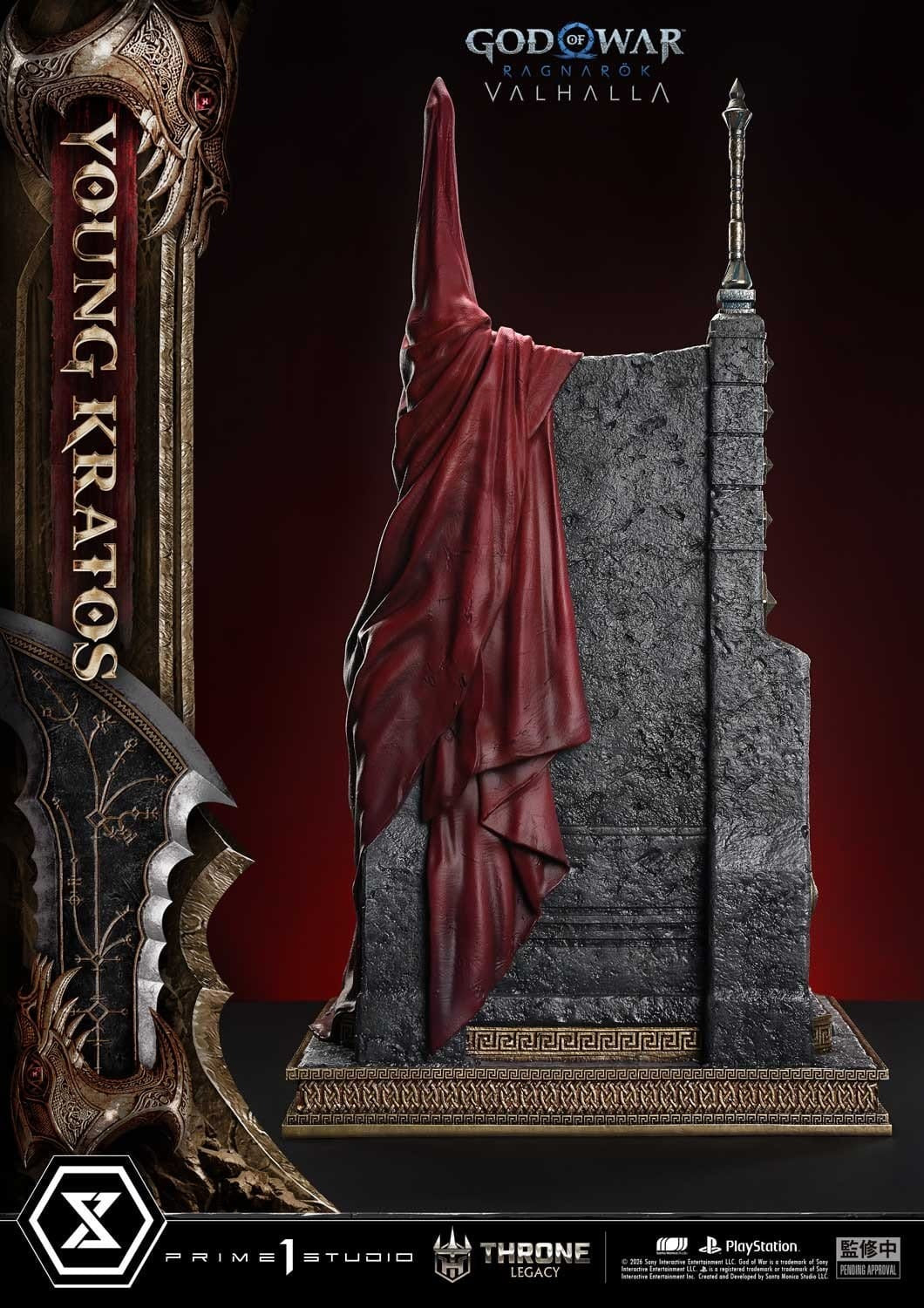 Throne Legacy God of War Series Statue 1/3 Ragnarok Young Thyself Kratos 91 cm