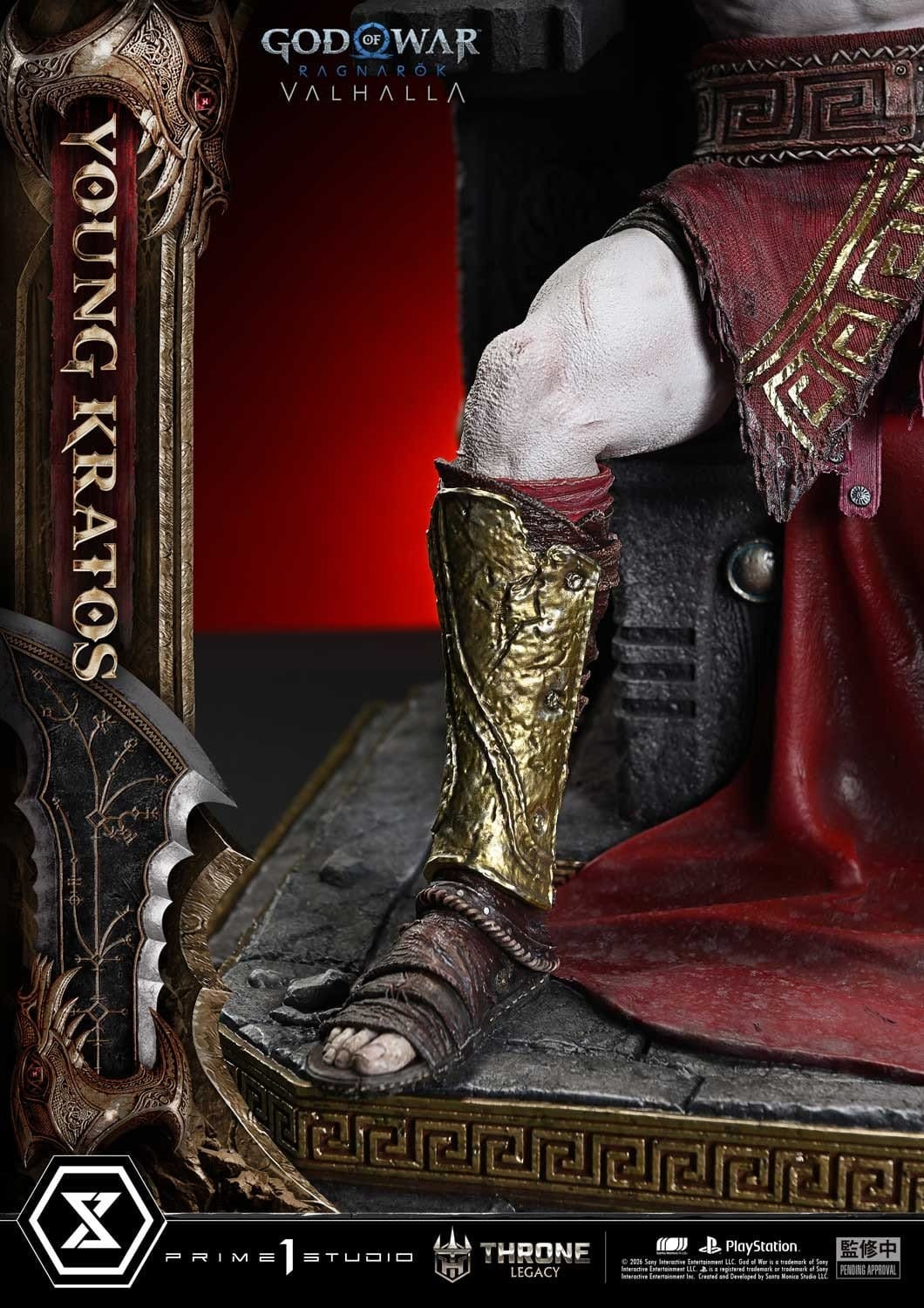 Throne Legacy God of War Series Statue 1/3 Ragnarok Young Thyself Kratos 91 cm