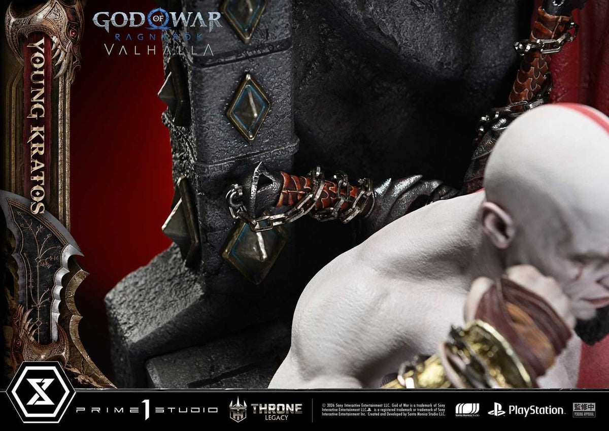 Throne Legacy God of War Series Statue 1/3 Ragnarok Young Thyself Kratos 91 cm