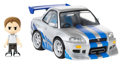Fast &amp; Furious Q-Village Vehicle with mini-figure Nissan Skyline GT-R (R34) 9 cm