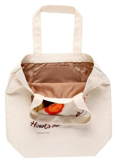 Howl's Moving Castle Tote Bag Embroidery Canvas Calcifer in a hurry