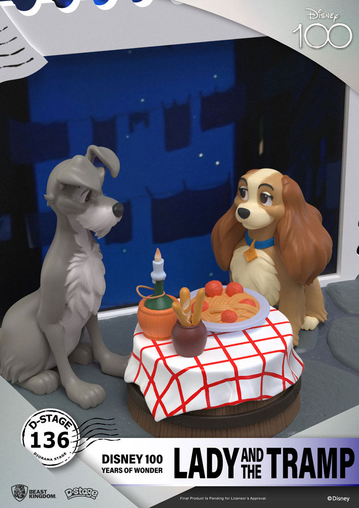 Disney 100th Anniversary D-Stage PVC Diorama Lady And The Tramp 12 cm