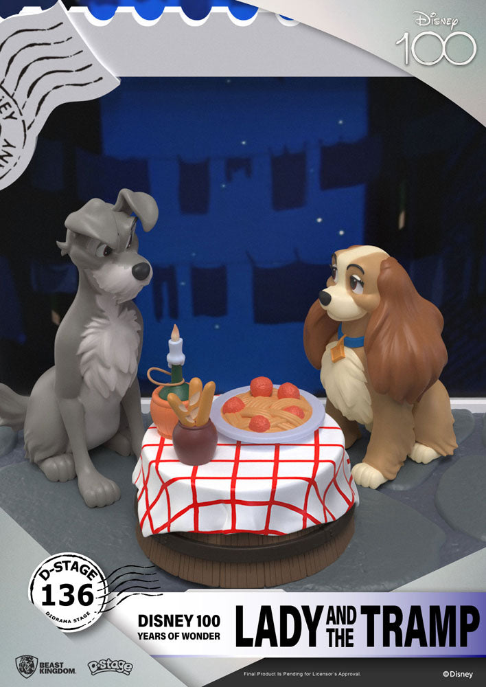 Disney 100th Anniversary D-Stage PVC Diorama Lady And The Tramp 12 cm - Damaged packaging