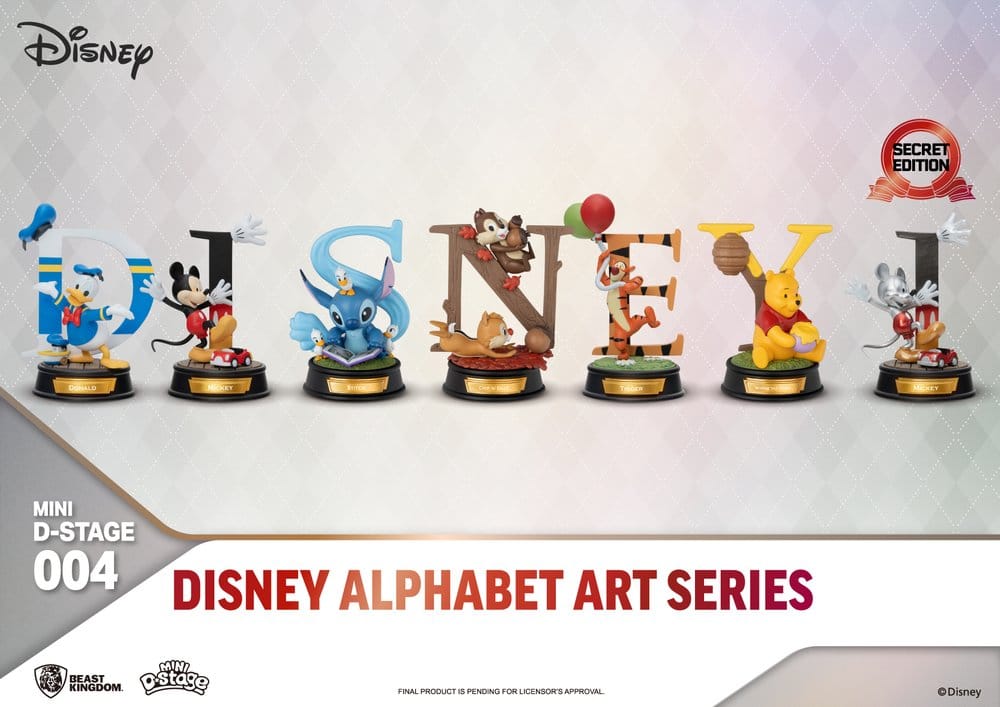 Disney Mini Diorama Stage Statues 6-pack 100 Years of Wonder-Disney Alphabet Art 10 cm - Damaged packaging