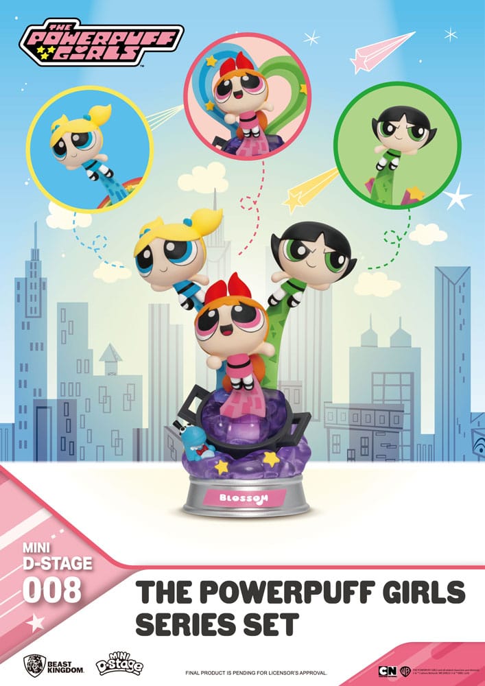 The Powerpuff Girls Mini Diorama Stage Statues The Powerpuff Girls Series Set 12 cm