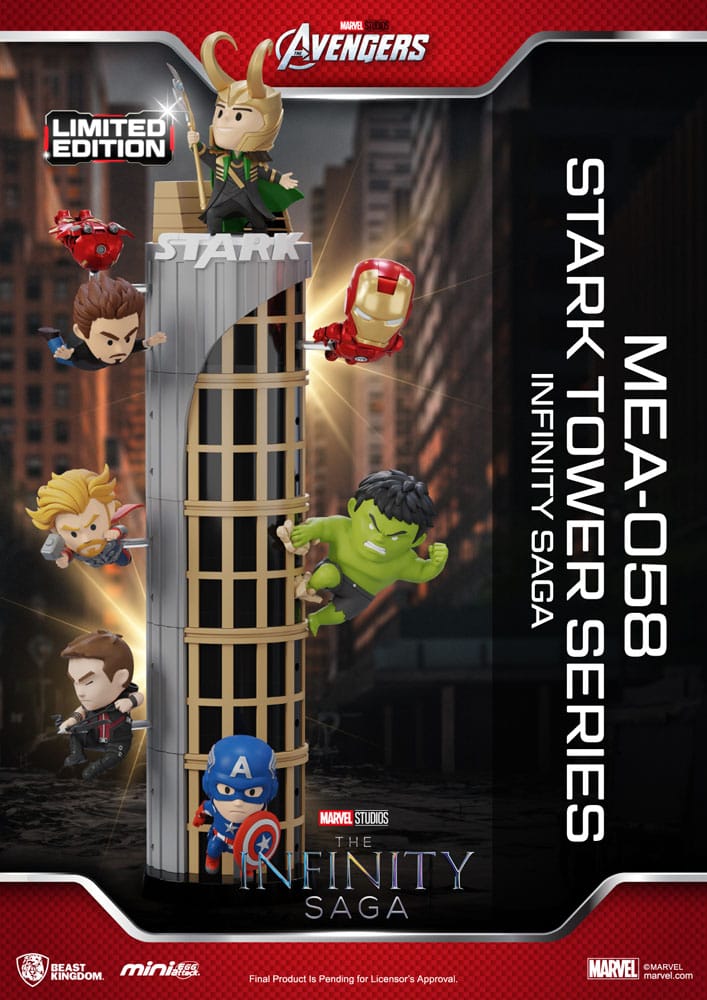 Marvel Mini Egg Attack Figures The Infinity Saga Stark Tower series Tony Stark & Mark VII suit pod mod 12 cm