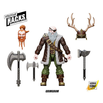 Vitruvian H.A.C.K.S. Action Figure Dwarf Mercenary Grimgrom  - Damaged packaging