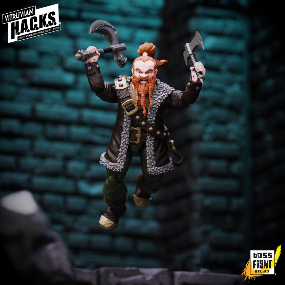 Vitruvian H.A.C.K.S. Action Figure Dwarf Mercenary Grimgrom  - Damaged packaging