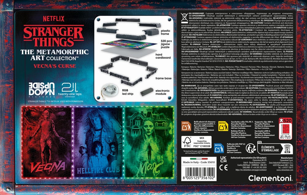 Stranger Things Metamorphic Art Collection Jigsaw Puzzle with Light-Up Effect Vecna ​​(520 pieces)