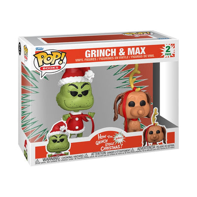 The Grinch(Anniversary) POP! Books Vinyl Figures 2-Pack Grinch w/ Max 9 cm