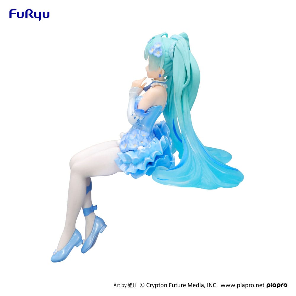 Hatsune Miku Noodle Stopper PVC Statue Flower Fairy Nemophila Pail Blue Color Ver. 15 cm