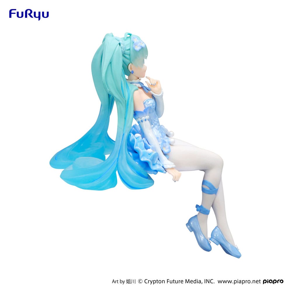 Hatsune Miku Noodle Stopper PVC Statue Flower Fairy Nemophila Pail Blue Color Ver. 15 cm