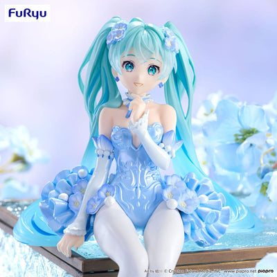 Hatsune Miku Noodle Stopper PVC Statue Flower Fairy Nemophila Pail Blue Color Ver. 15 cm