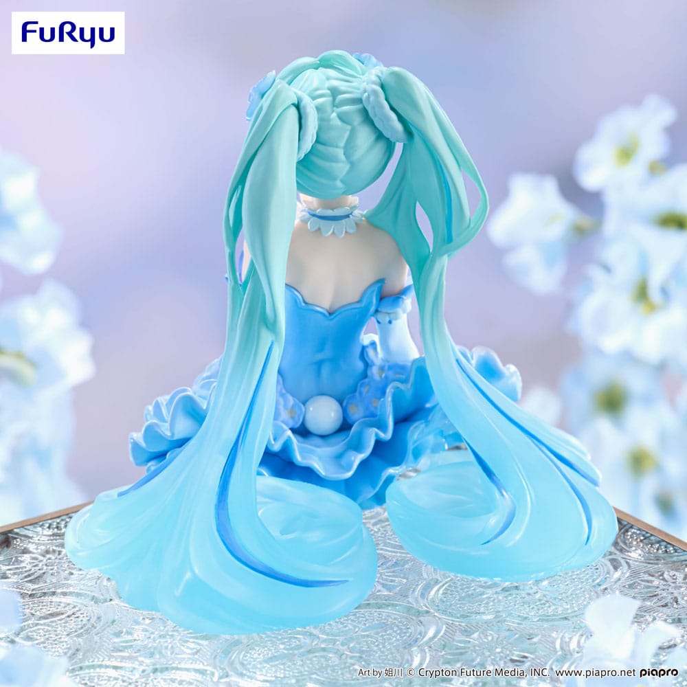 Hatsune Miku Noodle Stopper PVC Statue Flower Fairy Nemophila Pail Blue Color Ver. 15 cm