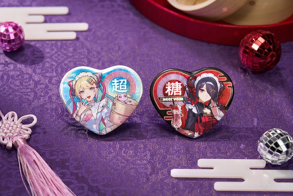 Needy Streamer Overload Needy Streamer Chinese Restaurant Series Heart-Shaped Pinback Button Ame