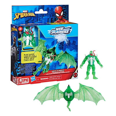 Spider-Man Epic Hero Series Web Splashers Action Figure Green Symbiote Hydro Wing Blast 10 cm