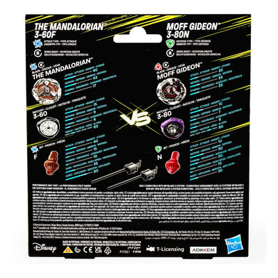 Beyblade X and Star Wars Collab The Mandalorian 3-60F vs. Moff Gideon 3-80N