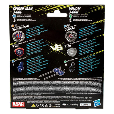 Beyblade X Marvel Collab Spider-Man 3-60F vs. Venom 3-80N